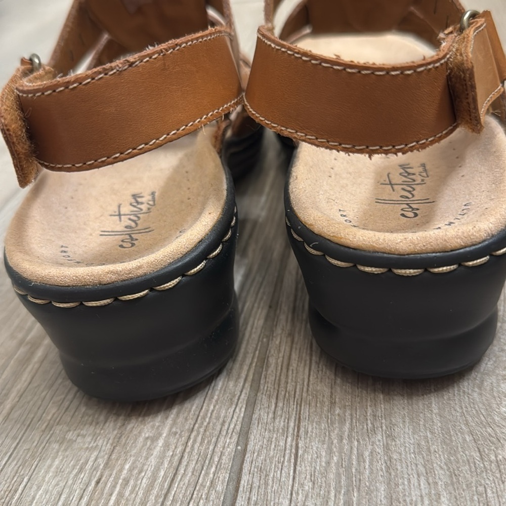 Clarks Lexi Qwin Brown Leather Slingback Sandals Shoes Size 8 Wide - Picture 10 of 15